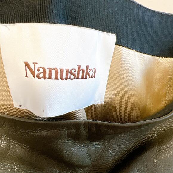 Nanushka Carlotta Skirt Faux Leather A-Line Midi Skirt Green - Picture 7 of 9